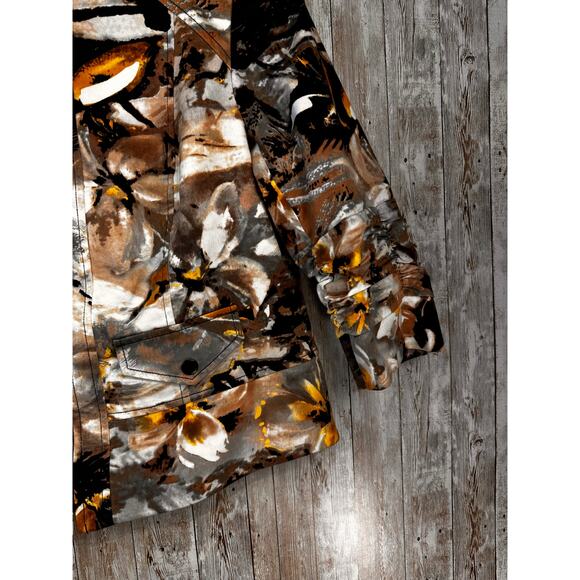 Coldwater Creek Jacket Womens P12 Brown Black Print Full Zip Round Neck Pocket‎ - Picture 4 of 6